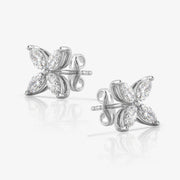 Silver Marquise Floral Earrings
